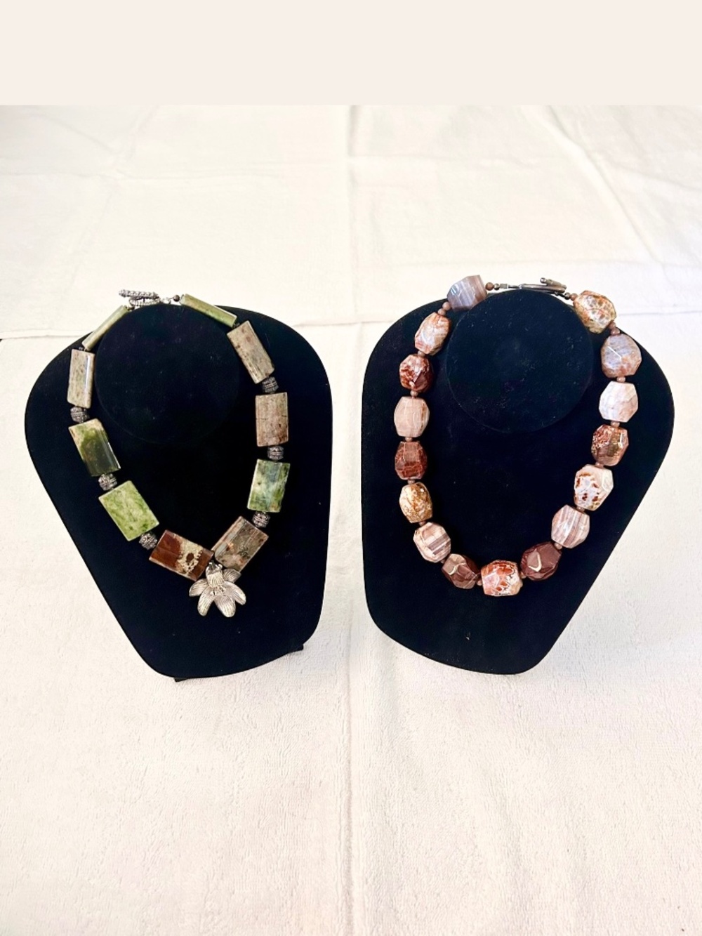 #6 Lot of 2 Artisan Made Necklaces Real stone agate